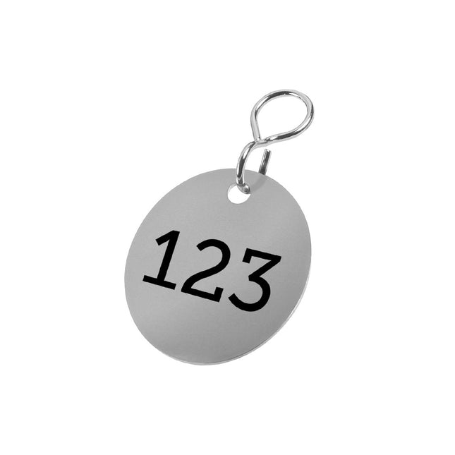 Stainless steel key tag with number - 1 pc