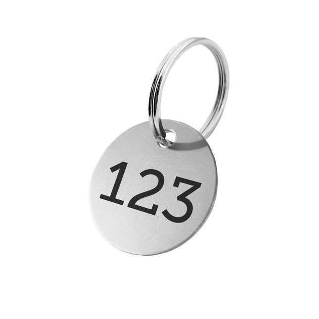 Silver aluminum key tag with numbers - 1 pc