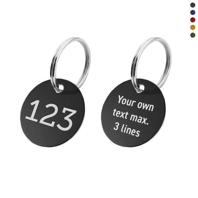 Aluminum key tag with number and text double-sided  - 1 pc