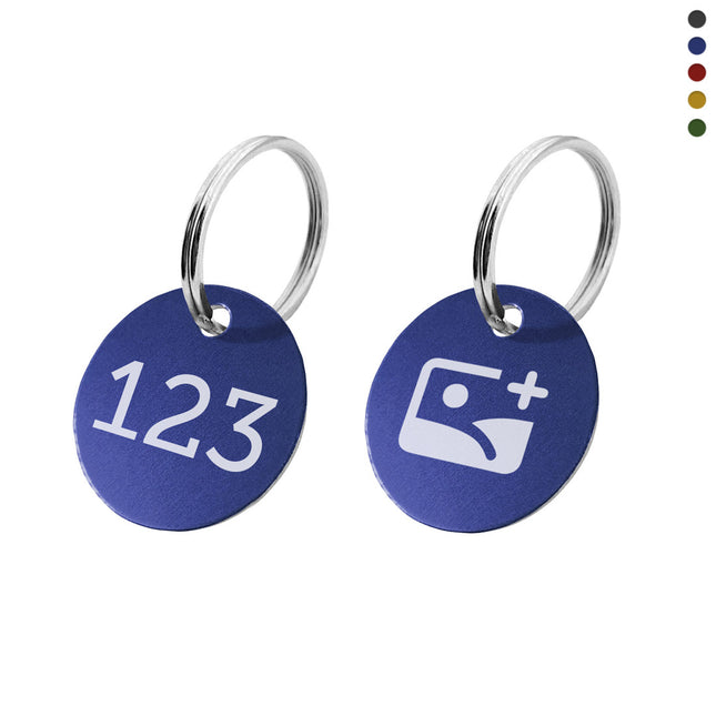 Aluminum key tag with number and logo double-sided - 1 pc