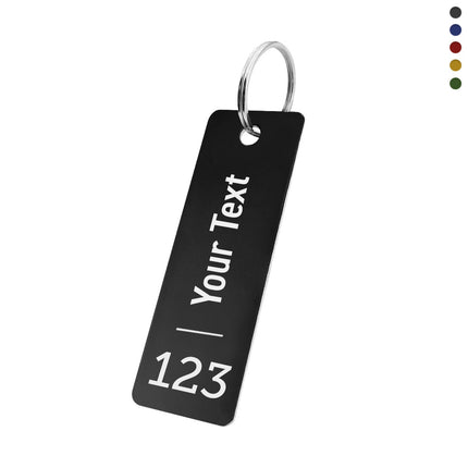 Aluminum key tag 25x70mm with text and number - 1 pc