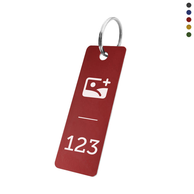 Aluminum key tag 25x70mm with number and logo - 1 pc