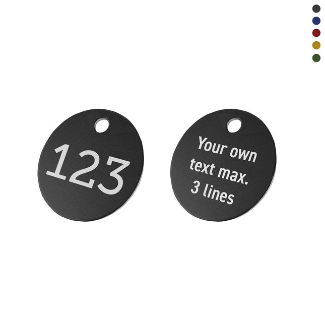 Aluminum custom round tags with number and text - 1 pc