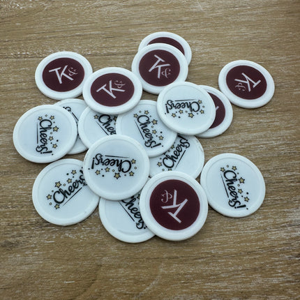 Custom plastic tokens Ø28 mm white - 100 pcs