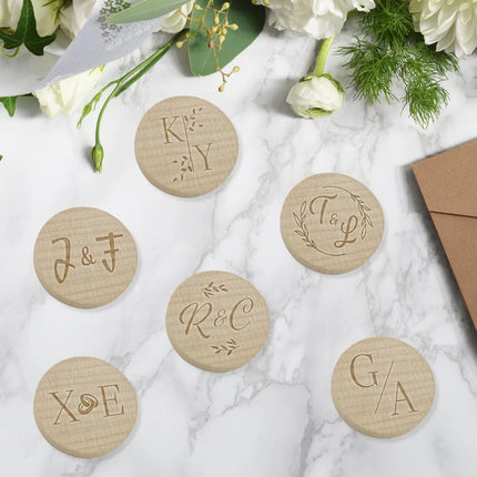 Wedding tokens wood Ø29mm - 100 pcs