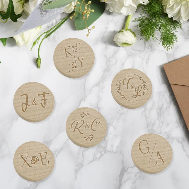 Wedding tokens wood Ø29mm - 100 pcs