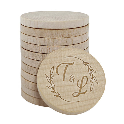 Wedding tokens wood Ø29mm - 100 pcs