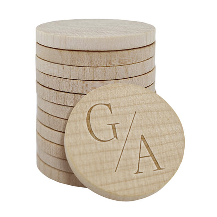 Wedding tokens wood Ø29mm - 100 pcs