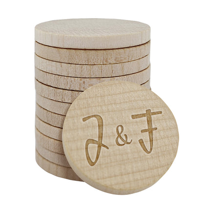 Wedding tokens wood Ø29mm - 100 pcs