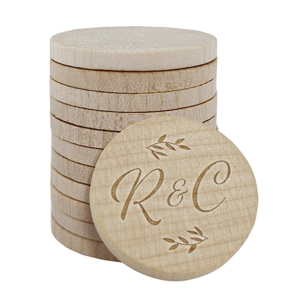 Wedding tokens wood Ø29mm - 100 pcs