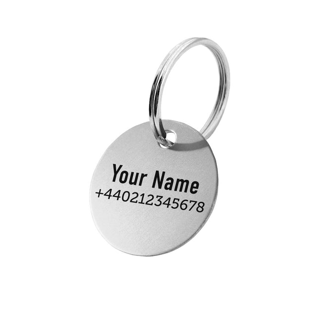 Silver aluminum key tag with phone number - 1 pc