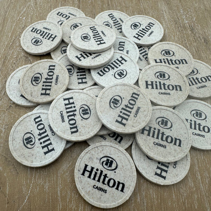 Custom printed wood fiber token Ø29mm - 100 pcs