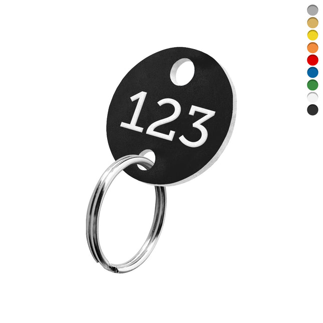 Acrylic key tags with number and keyring hole - 1 pc