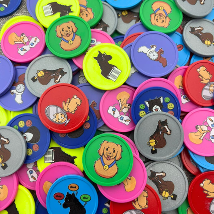 Custom printed plastic tokens Ø29mm – 100 pcs