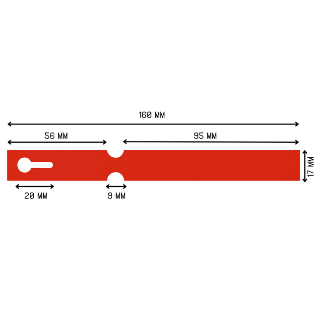Loop-lock labels red HDPE 160x17mm