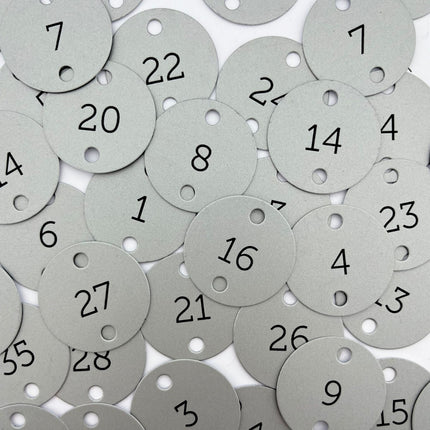 Aluminum numbered tag 50 mm with two holes - 1 pc
