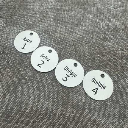 Aluminum key tag with text and number - 1 pc