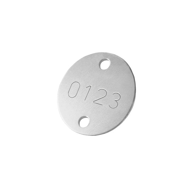 Aluminum tag 30 mm with impressed numbers and two holes - 1 pc