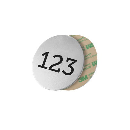 Aluminum numbered tag 30 mm with tape - 1 pc