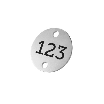 Aluminum numbered tag 30 mm with two holes - 1 pc