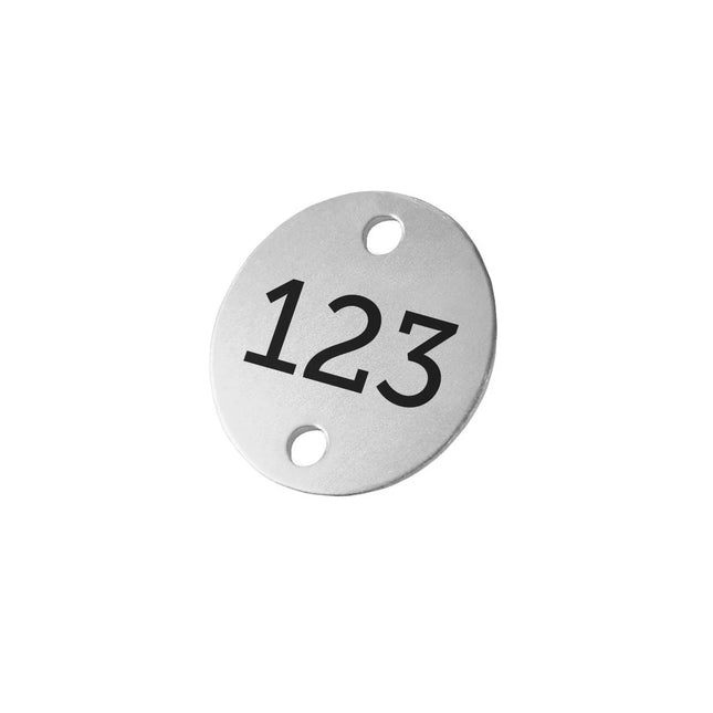Aluminum numbered tag 30 mm with two holes - 1 pc