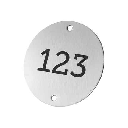 Aluminum numbered tag 50 mm with two holes - 1 pc