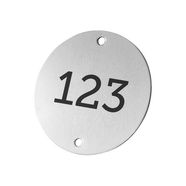 Aluminum numbered tag 50 mm with two holes - 1 pc