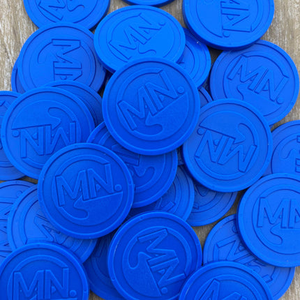 Custom embossed plastic tokens Ø29mm – 1000 pcs