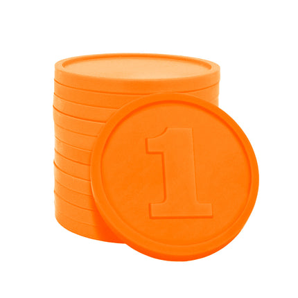 Plastic embossed tokens number 1 Ø29mm – 250 pcs