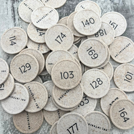 Custom printed wood fiber token Ø29mm - 100 pcs