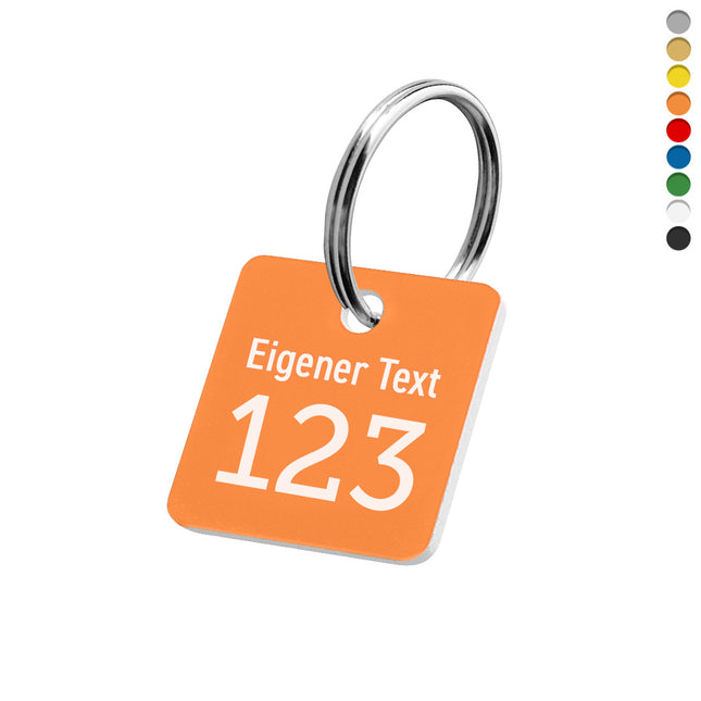 Schlüsselmarke Quadrat Nummer/Text - pro Stück