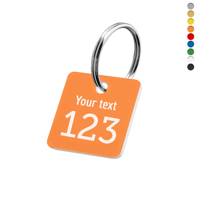 Acrylic square key tag with text and number - 1 pc