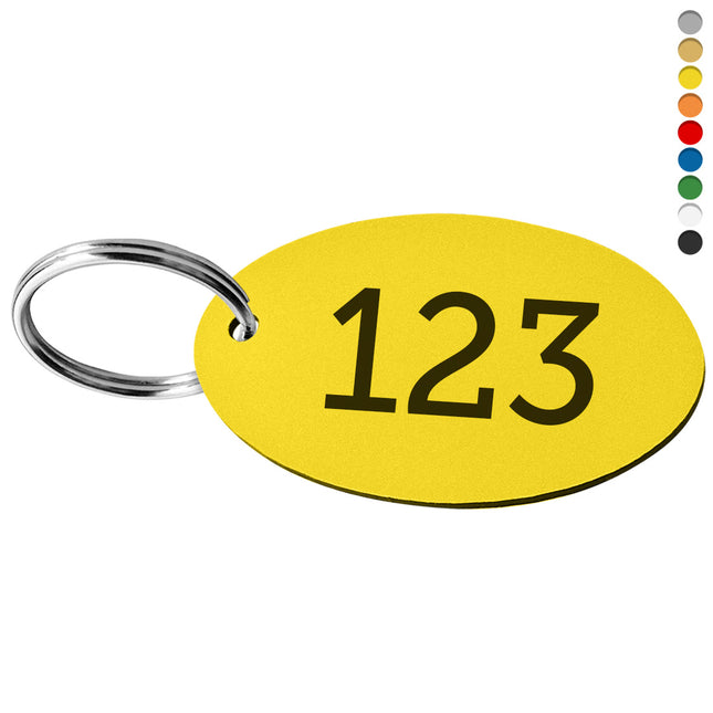 Acrylic oval key tag with number - 1 pc