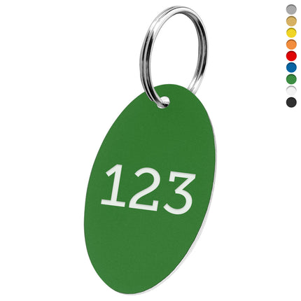 Acrylic oval key tag with number - 1 pc
