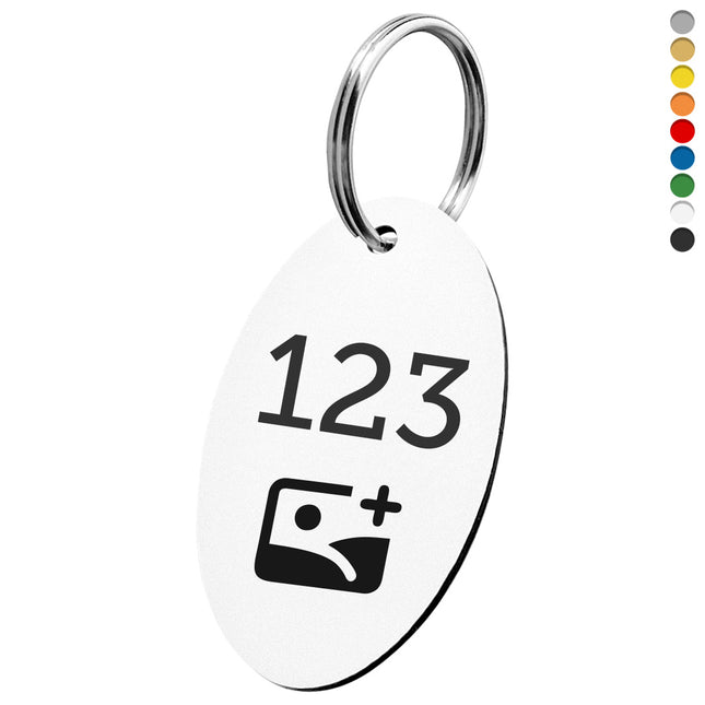 Acrylic oval key tag with logo and number - 1 pc