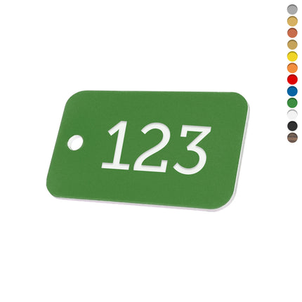Plastic rectangular numbered tag with hole - 1 pc