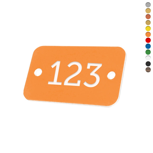 Plastic rectangular numbered tag with holes - 1 pc