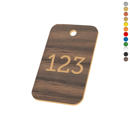 Plastic rectangular numbered tag with hole - 1 pc