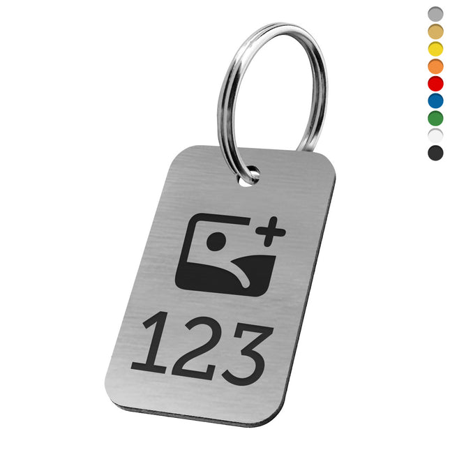 Acrylic rectangular key tag with number and logo - 1 pc