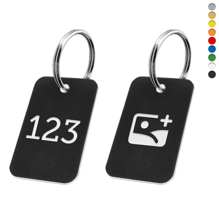 Acrylic rectangular key tag with number and logo - 1 pc
