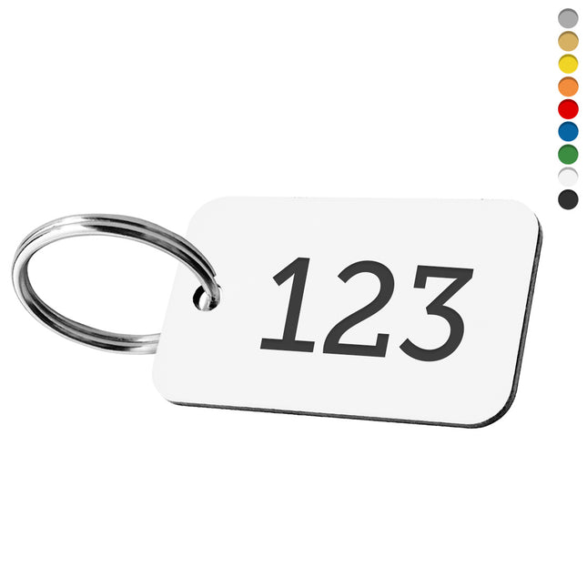 Acrylic rectangular key tag with number - 1 pc