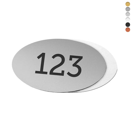 Laser film oval numbered tag with tape - 1 pc