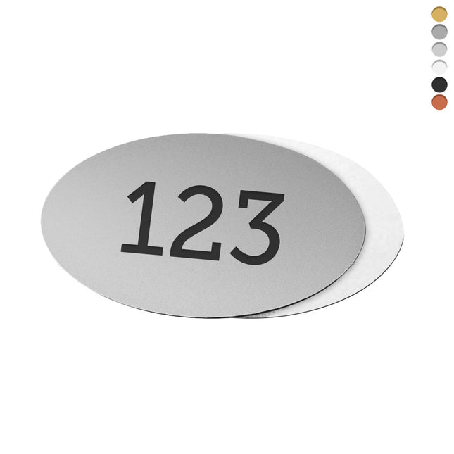 Laser film oval numbered tag with tape - 1 pc