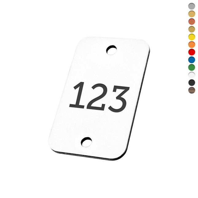 Plastic rectangular numbered tag with holes - 1 pc