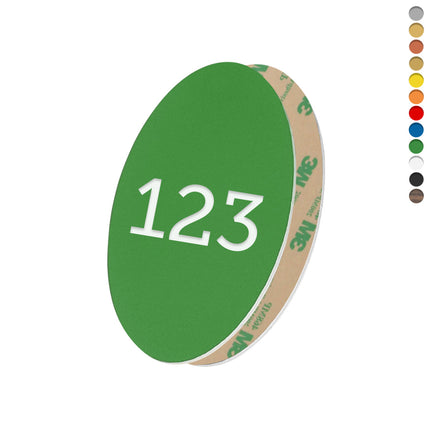 Plastic oval numbered tag with tape - 1 pc
