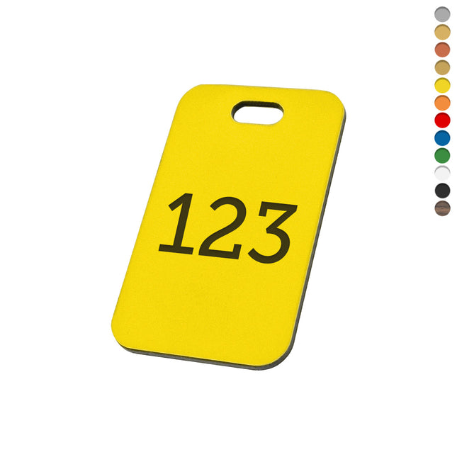 Plastic rectangular numbered tag with oblong hole - 1 pc