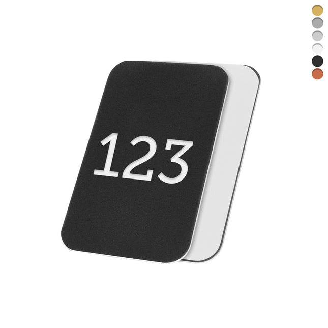 Laser film rectangular numbered tag with tape - 1 pc