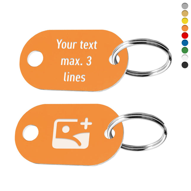 Acrylic oval key tag with text, logo and hanging hole 1 - pc