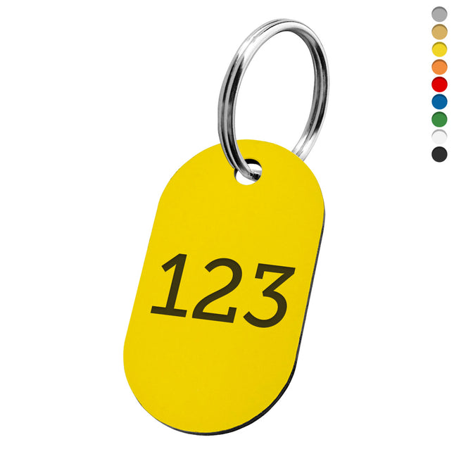 Acrylic oval key tag with number - 1 pc