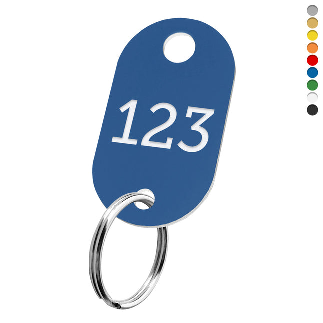 Acrylic oval key tag with number and hanging hole 1 - pc